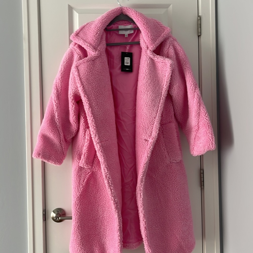 Fashion Nova, Pink Oversized teddy bear coat size S/M - Picture 5 of 9